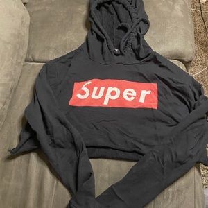 Black and red crop top hoodie